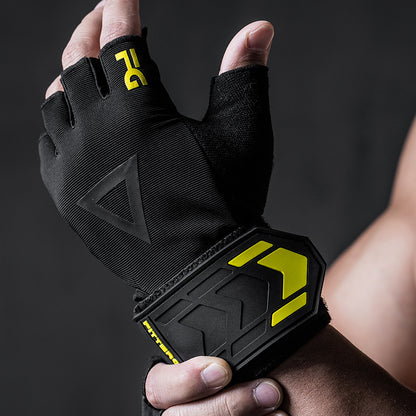 Fitnesshandschuhe mit 40 cm Handgelenkbandage – Halbfinger Trainingshandschuhe