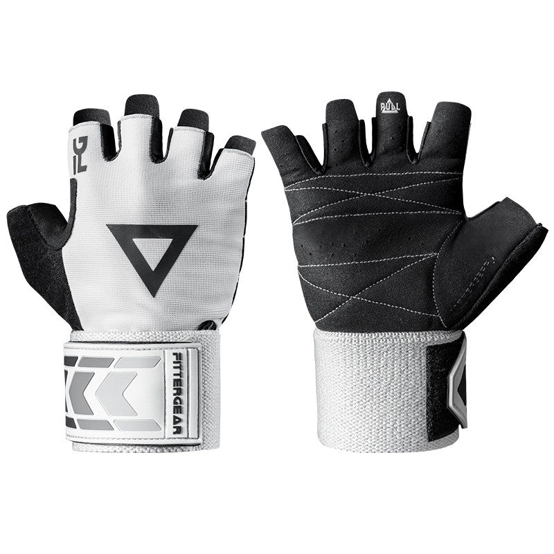 Fitnesshandschuhe mit 40 cm Handgelenkbandage – Halbfinger Trainingshandschuhe