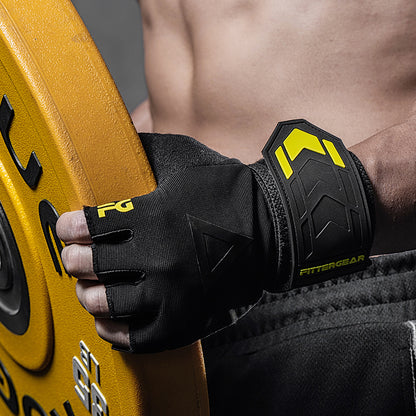Fitnesshandschuhe mit 40 cm Handgelenkbandage – Halbfinger Trainingshandschuhe