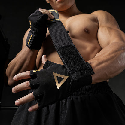 Fitnesshandschuhe mit 40 cm Handgelenkbandage – Halbfinger Trainingshandschuhe