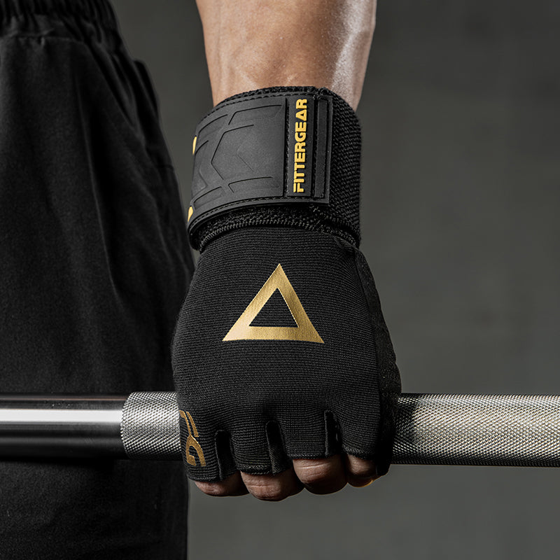 Fitnesshandschuhe mit 40 cm Handgelenkbandage – Halbfinger Trainingshandschuhe