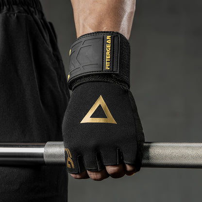 Fitnesshandschuhe mit 40 cm Handgelenkbandage – Halbfinger Trainingshandschuhe