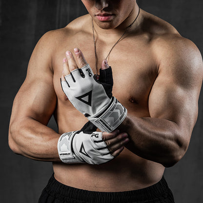 Fitnesshandschuhe mit 40 cm Handgelenkbandage – Halbfinger Trainingshandschuhe