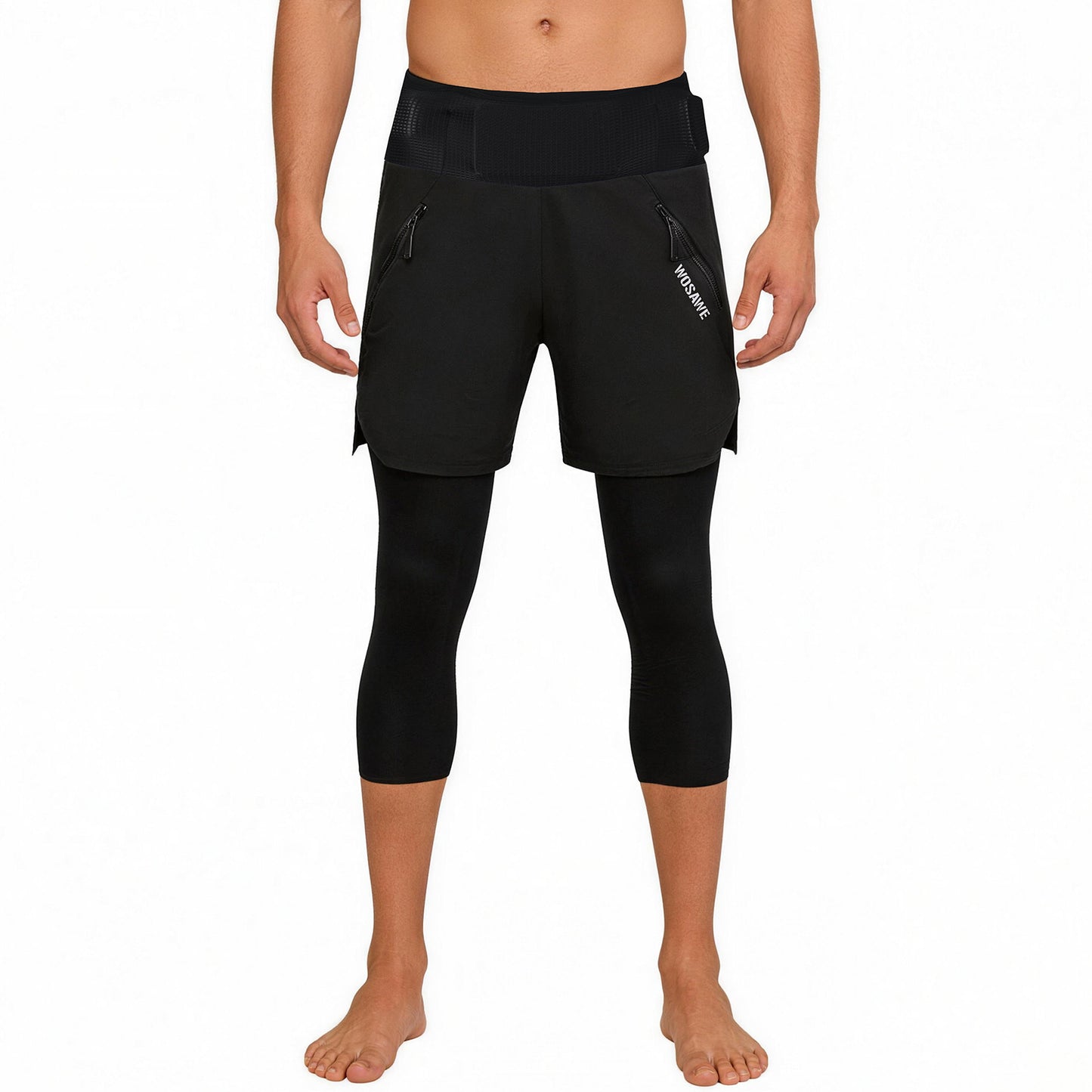 Herren 2-in-1 Fahrrad Caprihose mit Polsterung – MTB Radhose mit mehreren Taschen