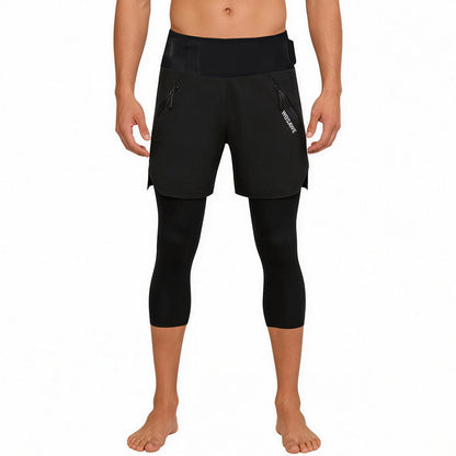 Herren 2-in-1 Fahrrad Caprihose mit Polsterung – MTB Radhose mit mehreren Taschen