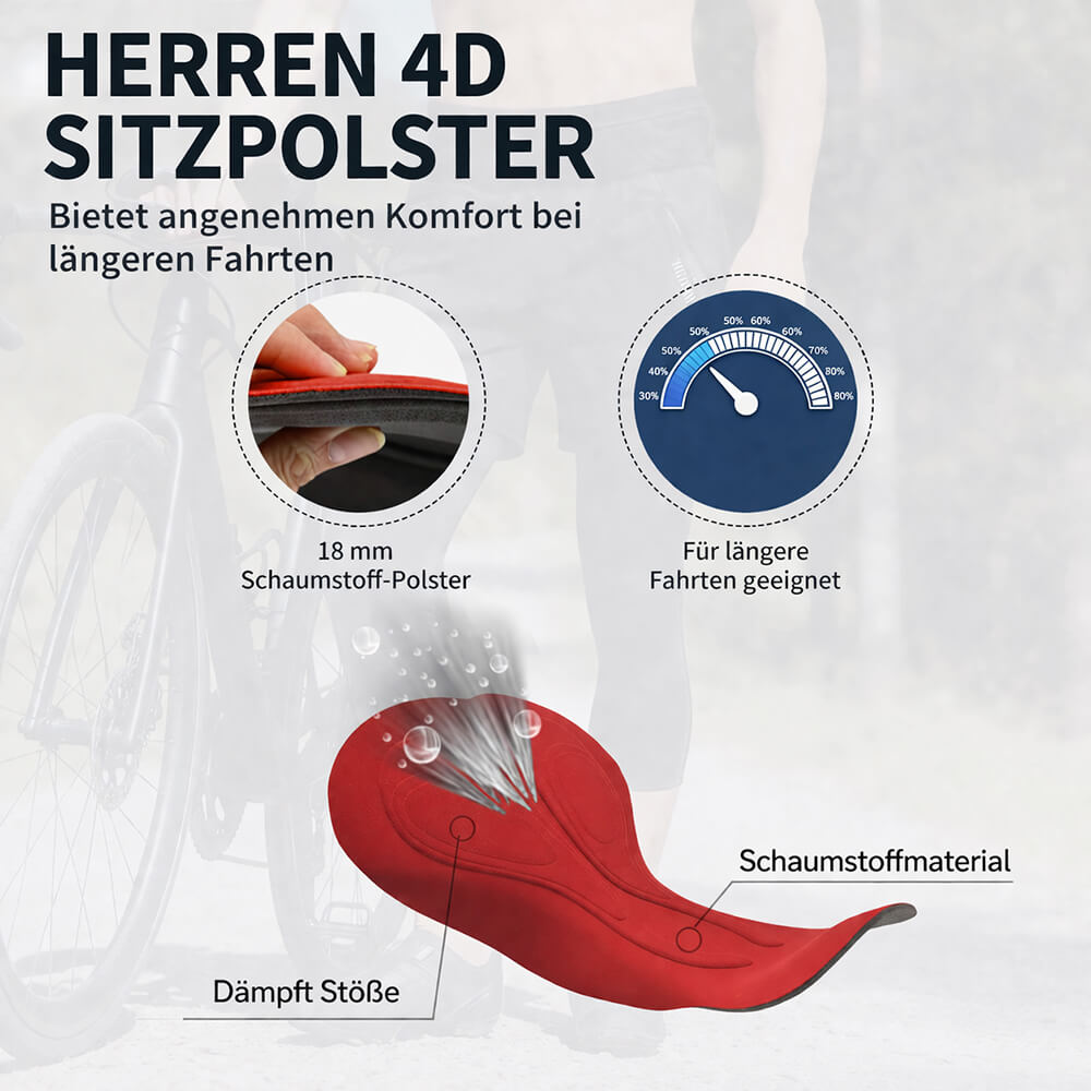 Herren 2-in-1 Fahrrad Caprihose mit Polsterung – MTB Radhose mit mehreren Taschen