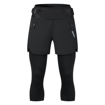 Herren 2-in-1 Fahrrad Caprihose mit Polsterung – MTB Radhose mit mehreren Taschen