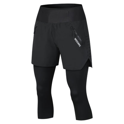 Herren 2-in-1 Fahrrad Caprihose mit Polsterung – MTB Radhose mit mehreren Taschen