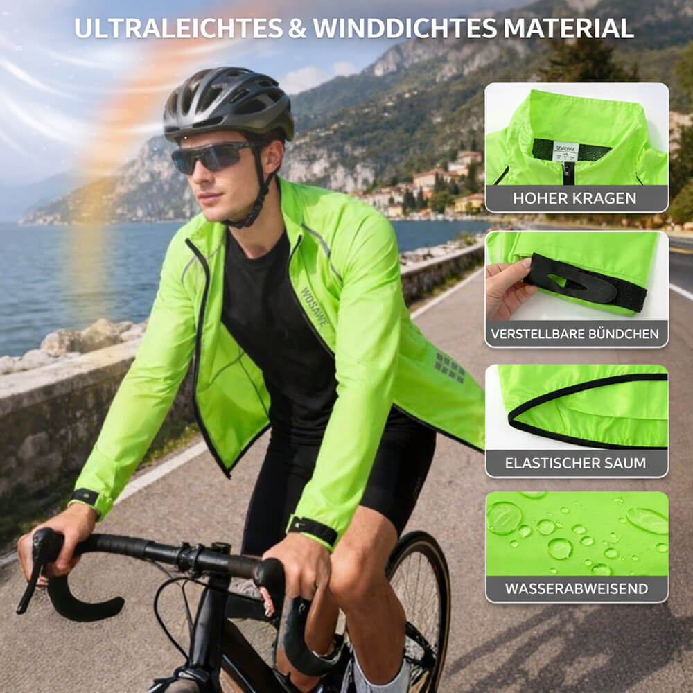 Herren Leichte Winddichte Fahrradjacke – Reflektierende Ultraleichte Windbreaker Jacke