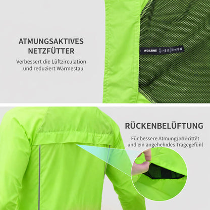 Herren Leichte Winddichte Fahrradjacke – Reflektierende Ultraleichte Windbreaker Jacke