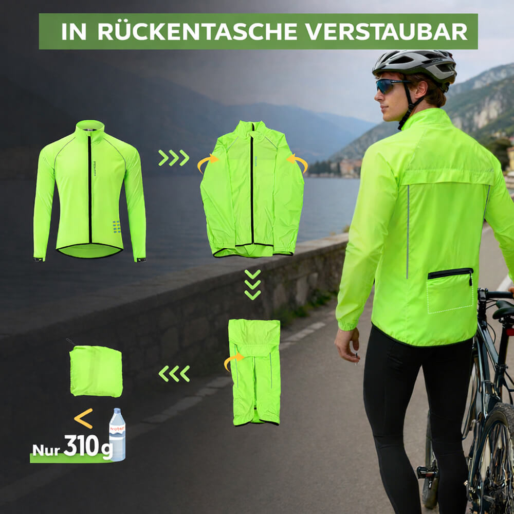 Herren Leichte Winddichte Fahrradjacke – Reflektierende Ultraleichte Windbreaker Jacke