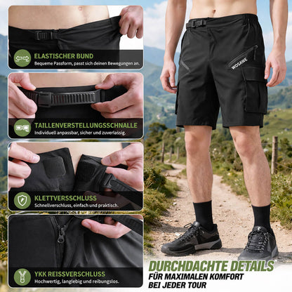 Herren MTB Fahrradhose mit Polster – Atmungsaktiv, Schnell trocknend, Mehrere Taschen