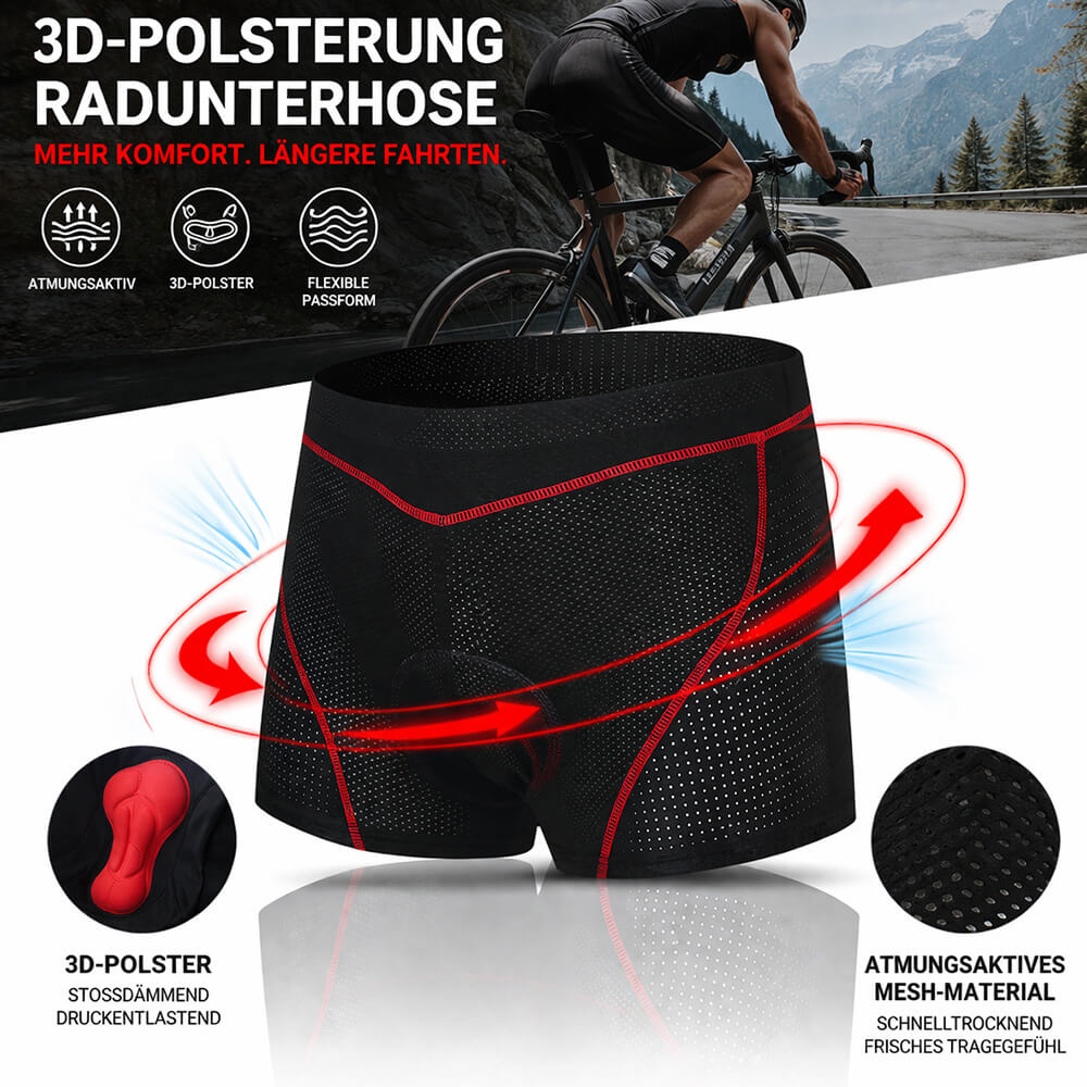 Herren Radunterhose mit 3D Gel-Polster – Atmungsaktive Fahrrad Innenhose