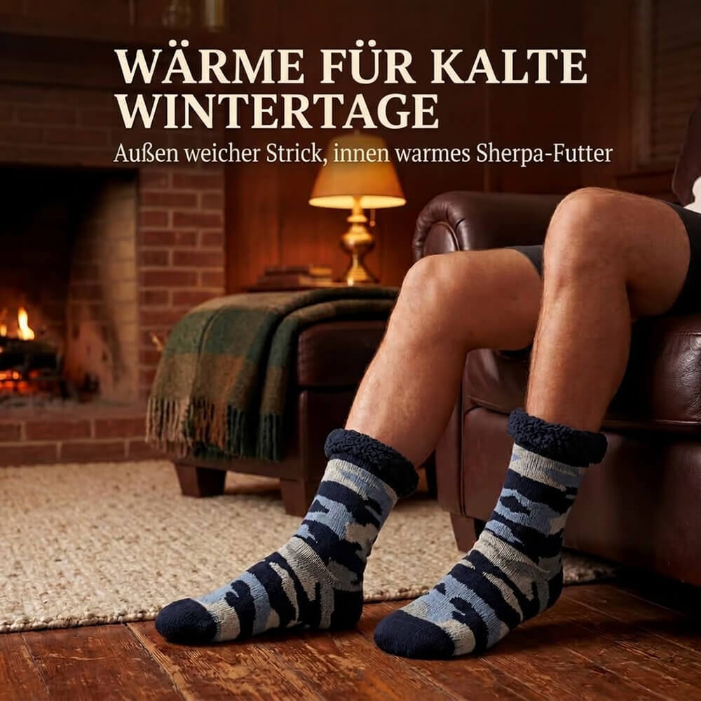 Herren Rutschfeste Thermo Hüttensocken – Sherpa Gefüttert, Weihnachtsgeschenk