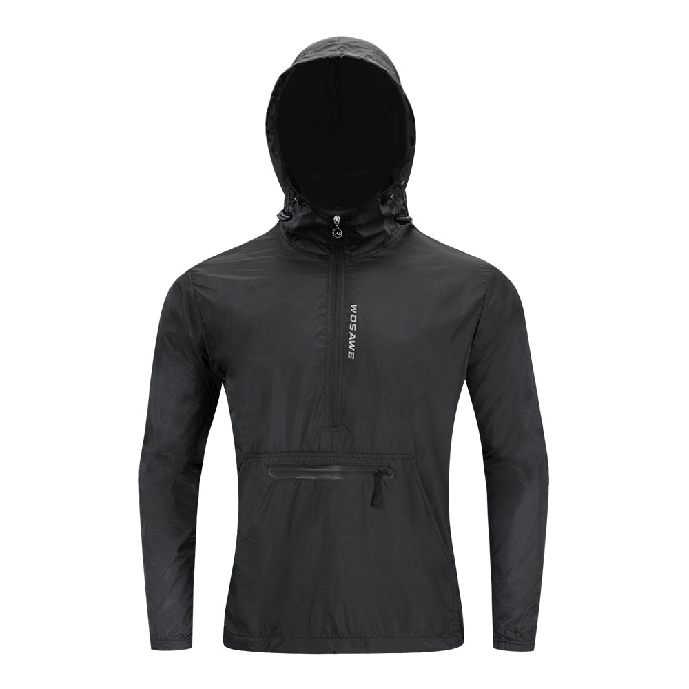 Herren Winddichte Fahrradjacke mit Kapuze – Halb-Reißverschluss Sport Windbreaker