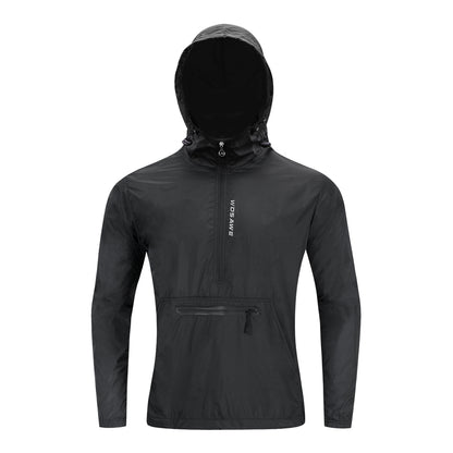 Herren Winddichte Fahrradjacke mit Kapuze – Halb-Reißverschluss Sport Windbreaker