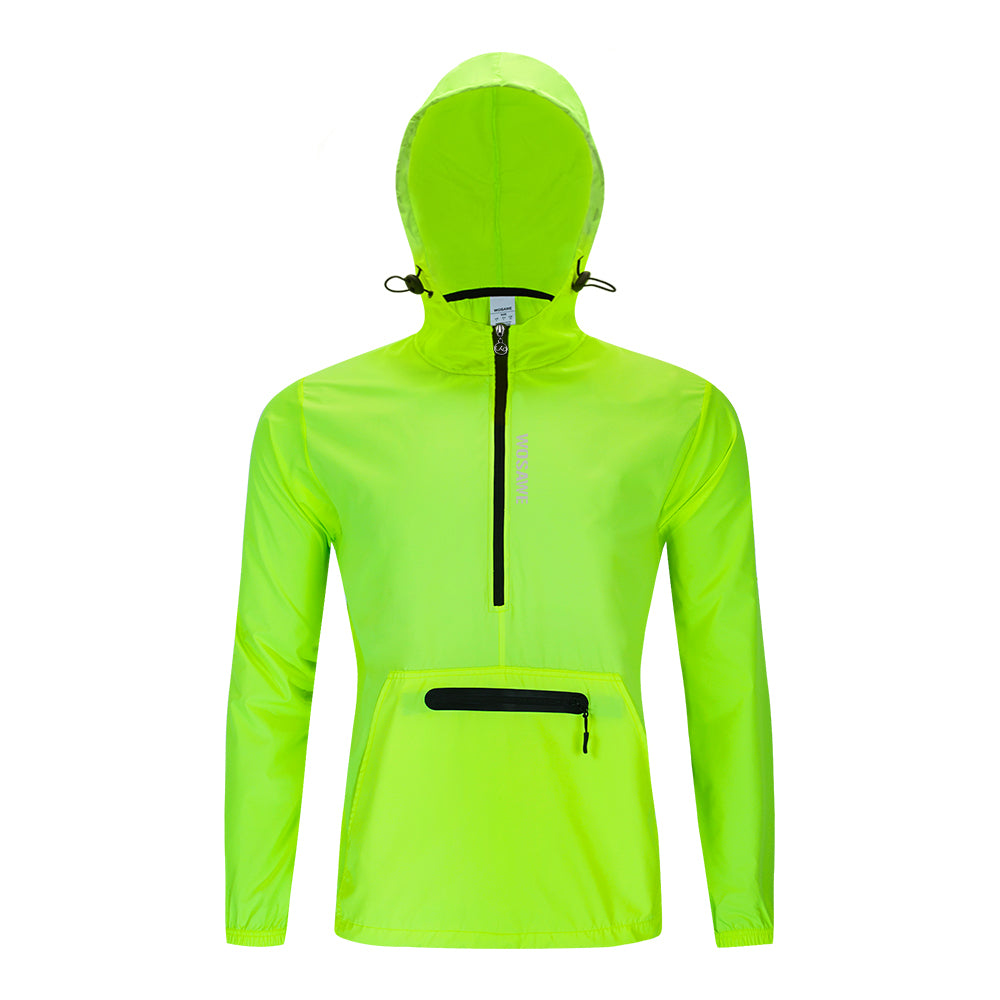 Herren Winddichte Fahrradjacke mit Kapuze – Halb-Reißverschluss Sport Windbreaker