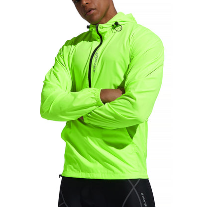 Herren Winddichte Fahrradjacke mit Kapuze – Halb-Reißverschluss Sport Windbreaker