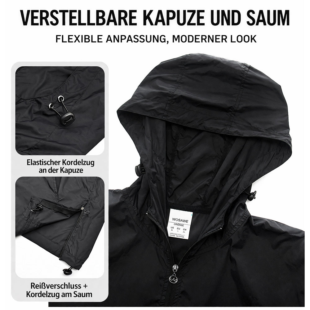 Herren Winddichte Fahrradjacke mit Kapuze – Halb-Reißverschluss Sport Windbreaker