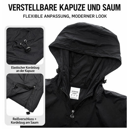 Herren Winddichte Fahrradjacke mit Kapuze – Halb-Reißverschluss Sport Windbreaker