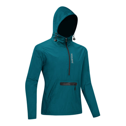 Herren Winddichte Fahrradjacke mit Kapuze – Halb-Reißverschluss Sport Windbreaker