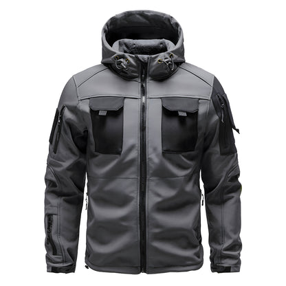 Herren Outdoor Taktische Jacke | Wasserdichte Wanderjacke mit Kapuze