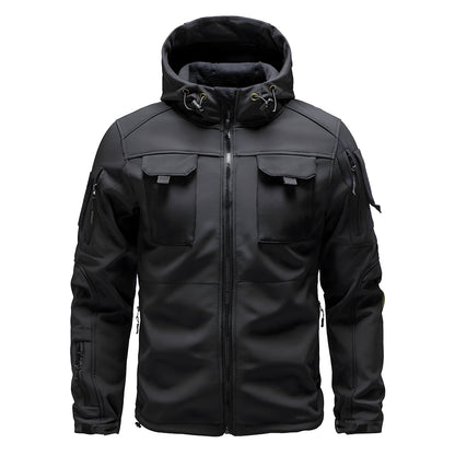 Herren Outdoor Taktische Jacke | Wasserdichte Wanderjacke mit Kapuze