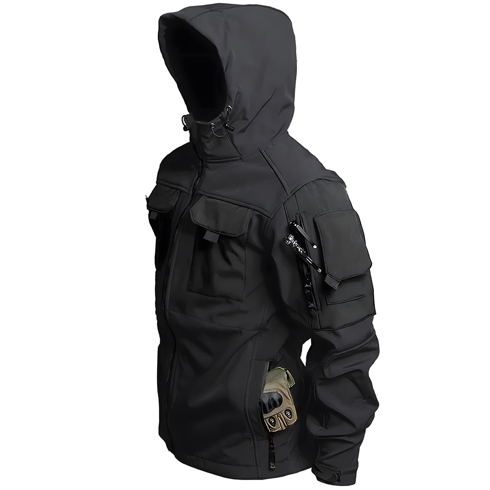 Herren Outdoor Taktische Jacke | Wasserdichte Wanderjacke mit Kapuze