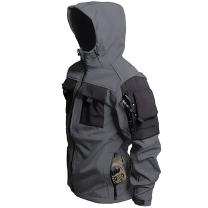 Herren Outdoor Taktische Jacke | Wasserdichte Wanderjacke mit Kapuze