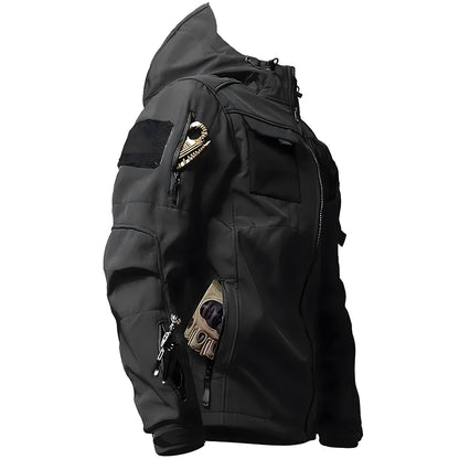 Herren Outdoor Taktische Jacke | Wasserdichte Wanderjacke mit Kapuze