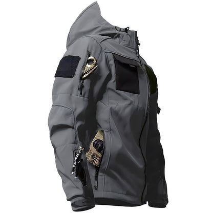 Herren Outdoor Taktische Jacke | Wasserdichte Wanderjacke mit Kapuze
