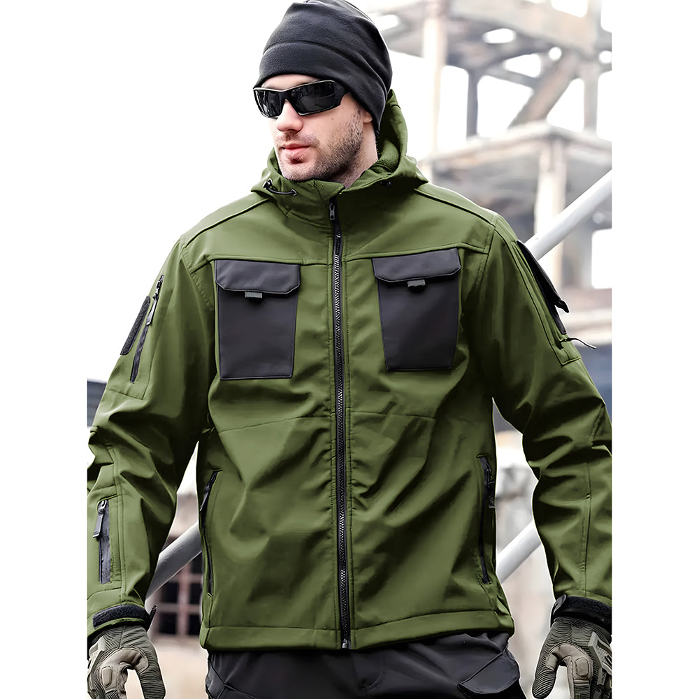 Herren Outdoor Taktische Jacke | Wasserdichte Wanderjacke mit Kapuze