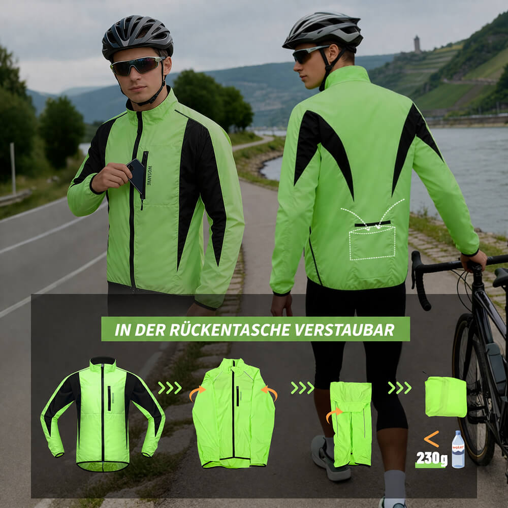 Leichte Fahrradjacke – Winddicht, wasserabweisend & reflektierend Windbreaker