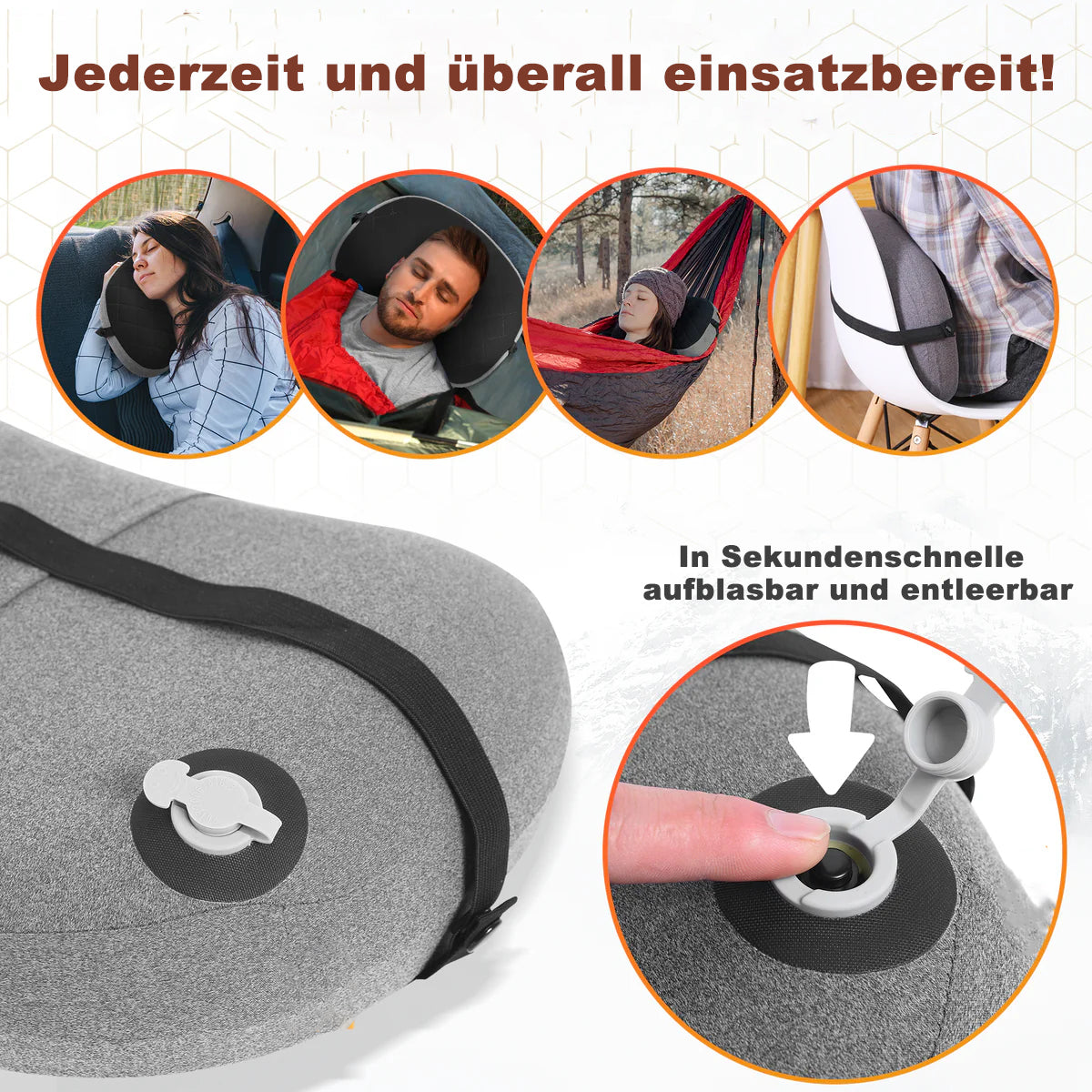 Leichtes Aufblasbares Camping Kissen mit abnehmbarem Bezug