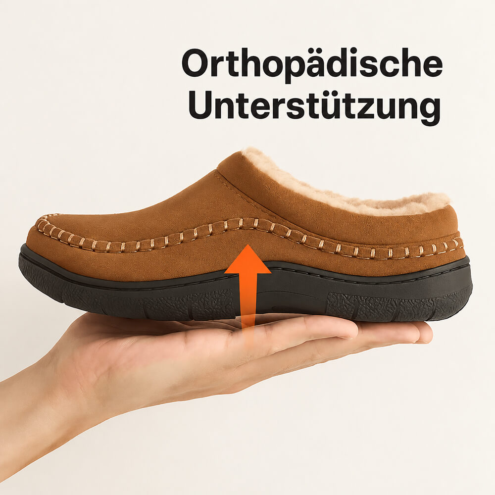 Orthopädische Herren Hausschuhe – Warm & mit Fußgewölbestütze