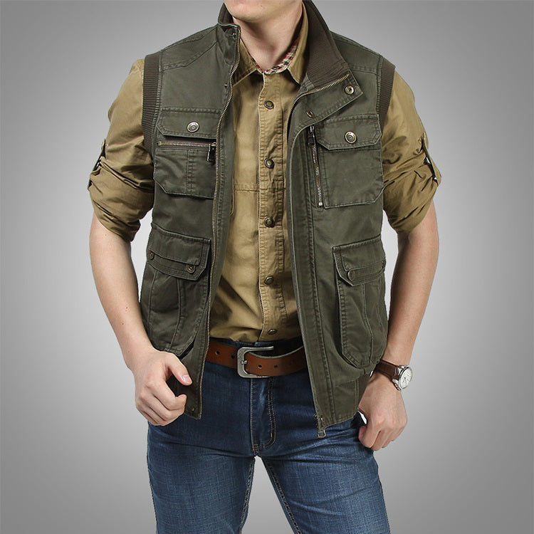 Outdoor Herren Vintage Angeljacke mit Multi-Taschen