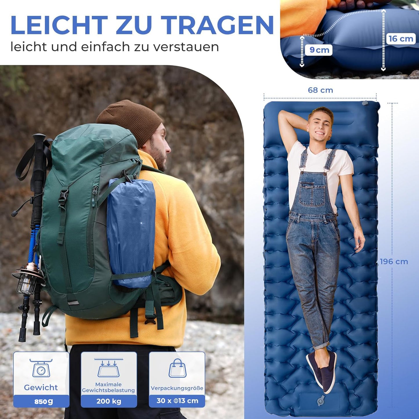 Outdoor Ultraleicht Isomatte Selbstaufblasende Luftmatratze