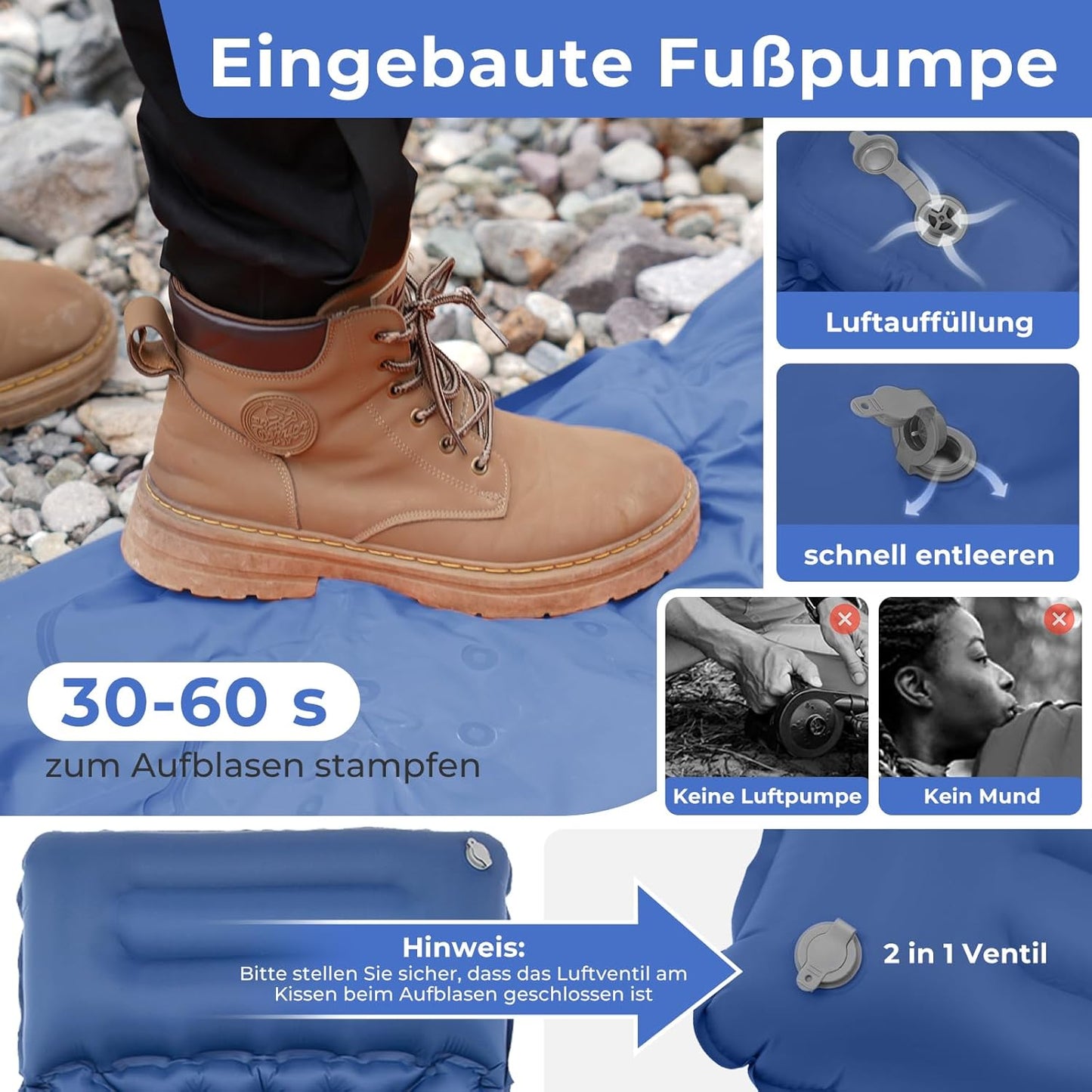 Outdoor Ultraleichte Isomatte Selbstaufblasbar für Camping und Reisen