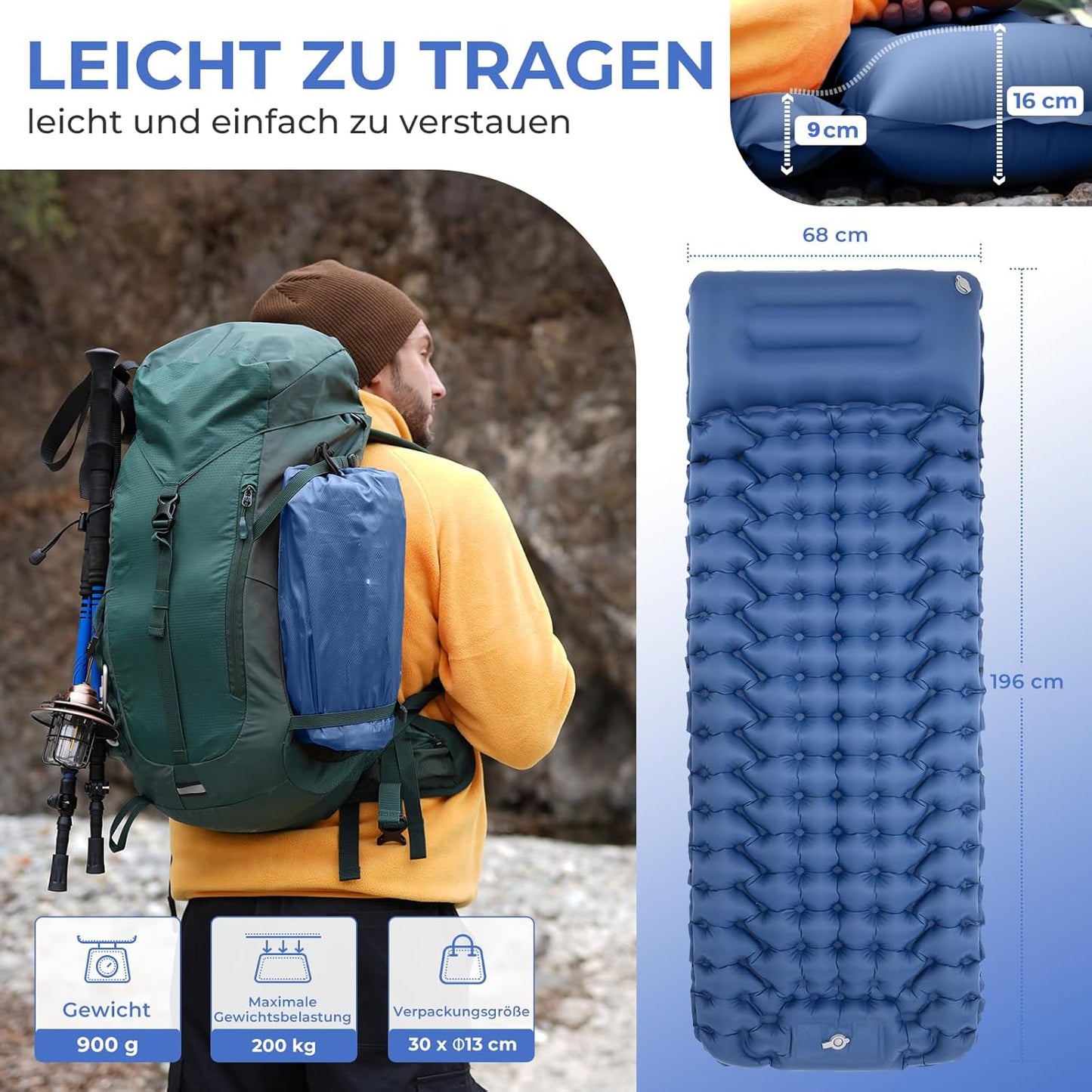Outdoor Ultraleichte Isomatte Selbstaufblasbar für Camping und Reisen