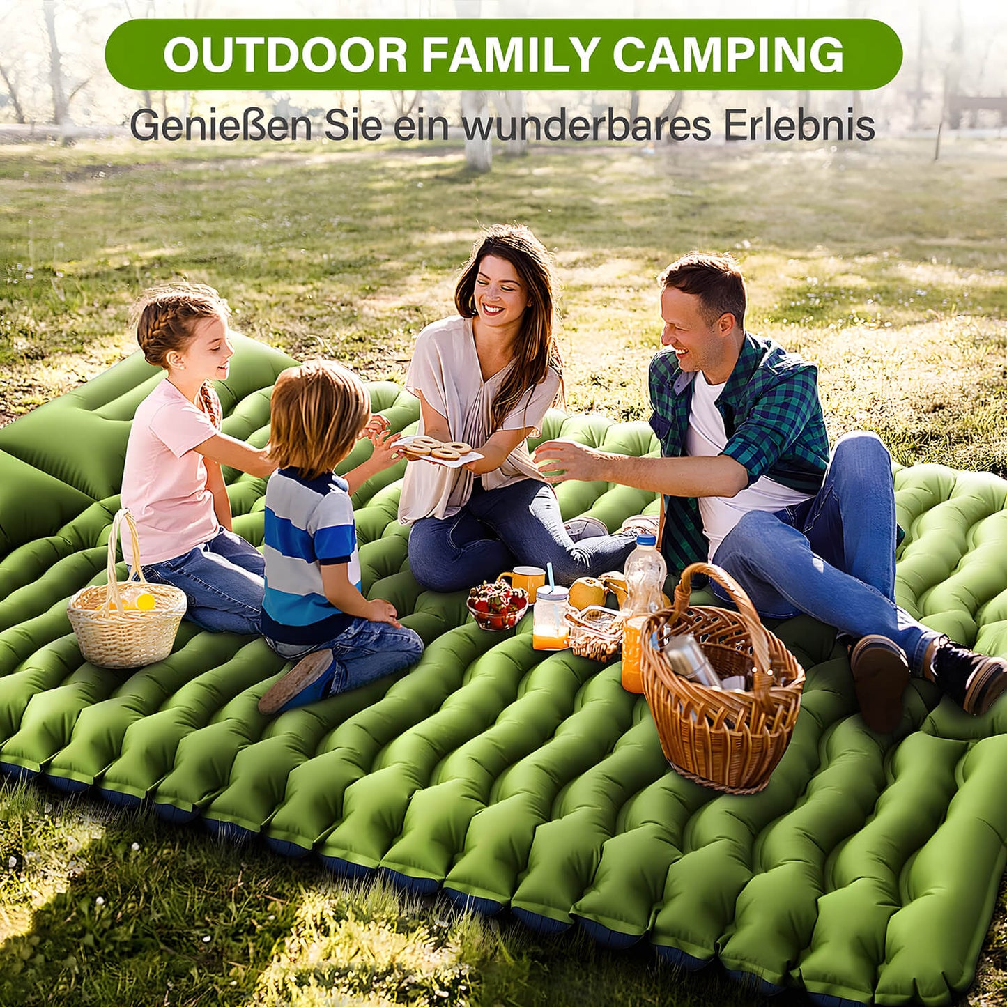Selbstaufblasende Camping Isomatte 2 Personen - Wasserdicht für Outdoor