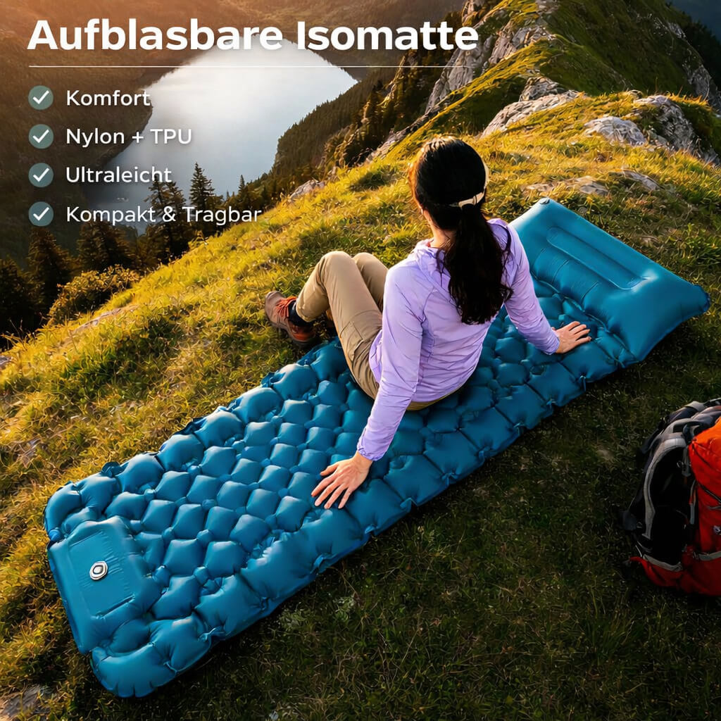 Selbstaufblasende Camping Isomatte Ultraleicht & Wasserdicht