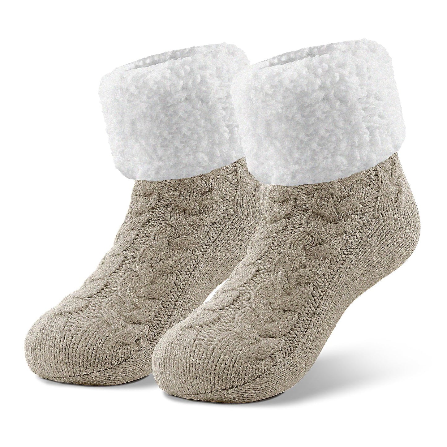 Warme Kuschelsocken Damen – Flauschige Hüttensocken mit Anti-Rutsch Noppen(1 Paar)