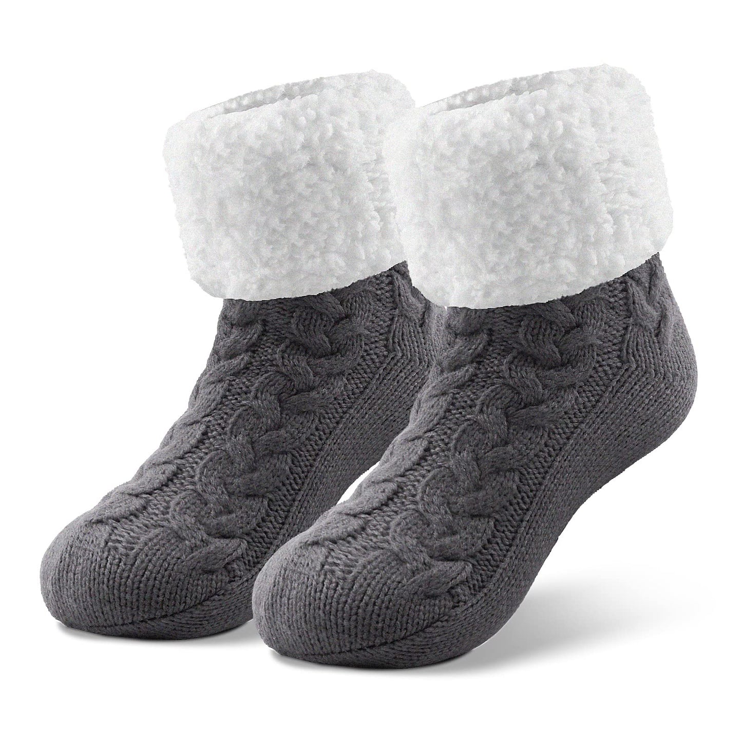 Warme Kuschelsocken Damen – Flauschige Hüttensocken mit Anti-Rutsch Noppen(1 Paar)