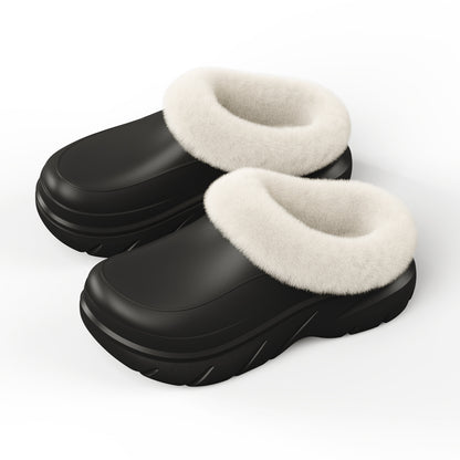 Warme Plateau Hausschuhe für Damen & Herren – Gefütterte Winterschuhe mit stützender Sohle