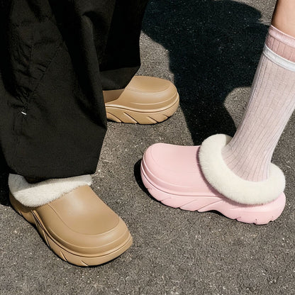 Warme Plateau Hausschuhe für Damen & Herren – Gefütterte Winterschuhe mit stützender Sohle