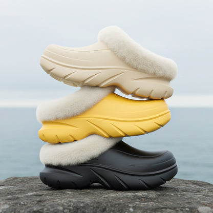 Warme Plateau Hausschuhe für Damen & Herren – Gefütterte Winterschuhe mit stützender Sohle