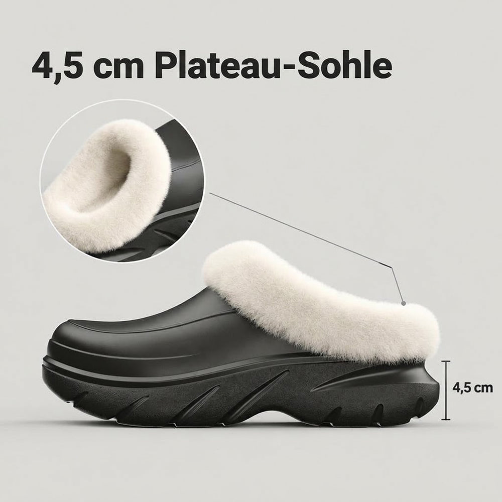 Warme Plateau Hausschuhe für Damen & Herren – Gefütterte Winterschuhe mit stützender Sohle