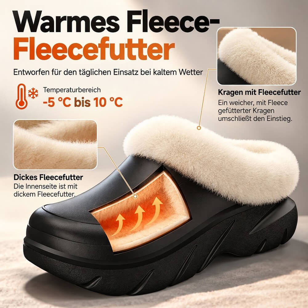 Warme Plateau Hausschuhe für Damen & Herren – Gefütterte Winterschuhe mit stützender Sohle
