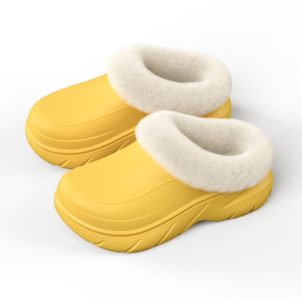 Warme Plateau Hausschuhe für Damen & Herren – Gefütterte Winterschuhe mit stützender Sohle