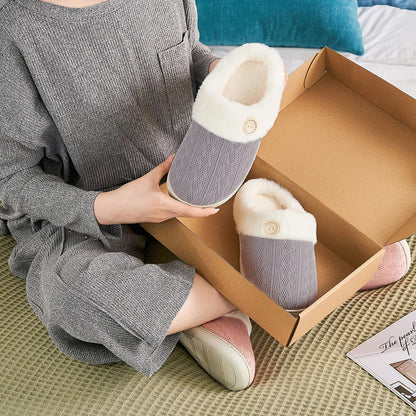 Warme Damen Hausschuhe mit Memory Foam – Weich, Gefüttert & Rutschfest